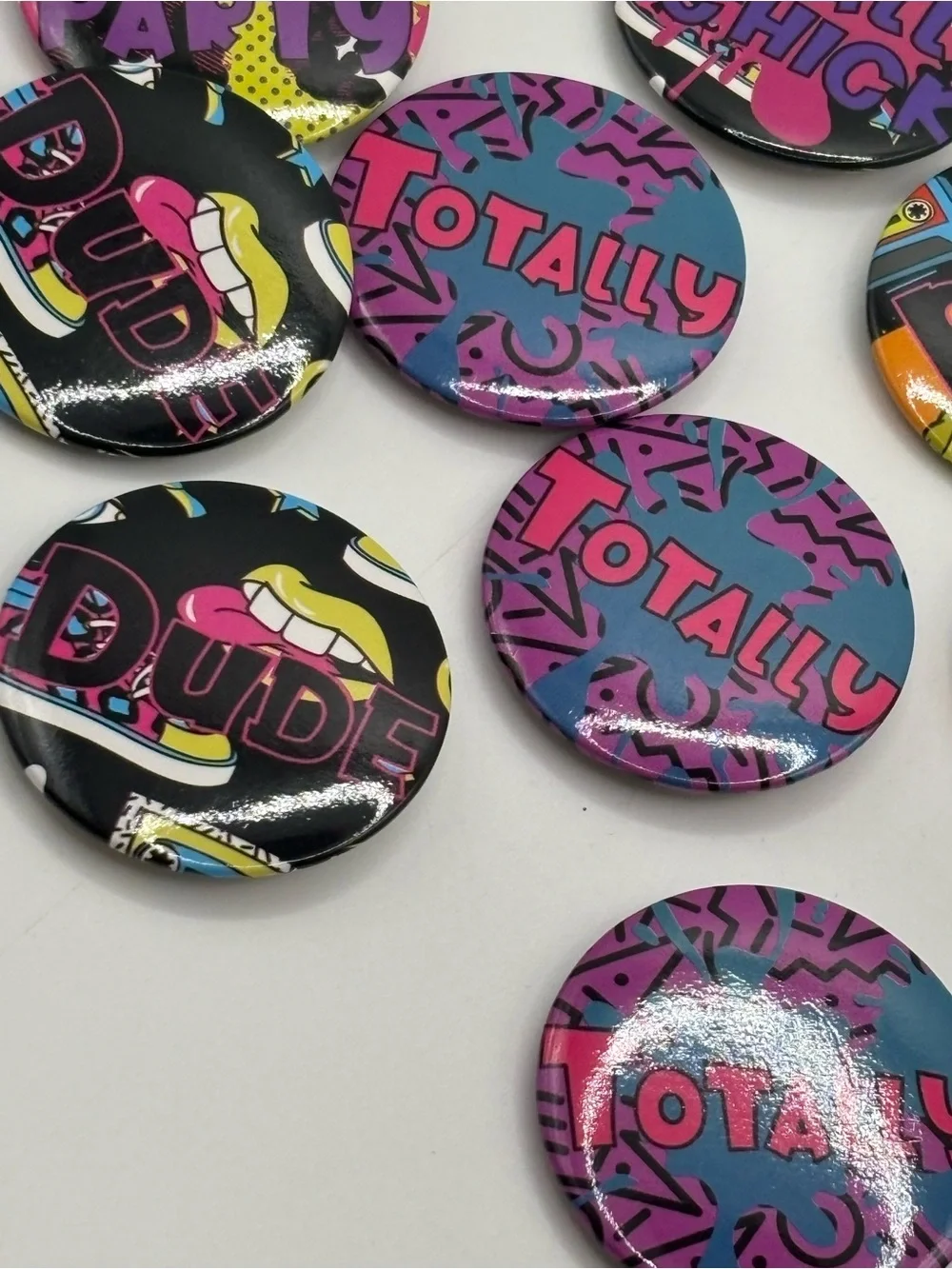 1980’s Party Buttons Lot of 24